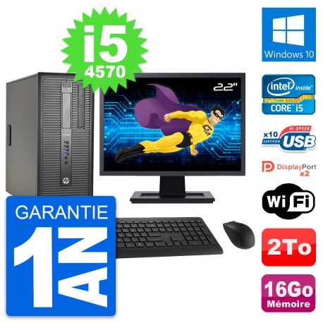 PC Tour HP ProDesk 600 G1 Ecran 22" i5-4570 RAM 16Go Disque 2To Windows 10 Wifi