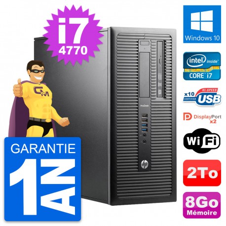 PC Tour HP ProDesk 600 G1 Intel i7-4770 RAM 8Go Disque Dur 2To Windows 10 Wifi
