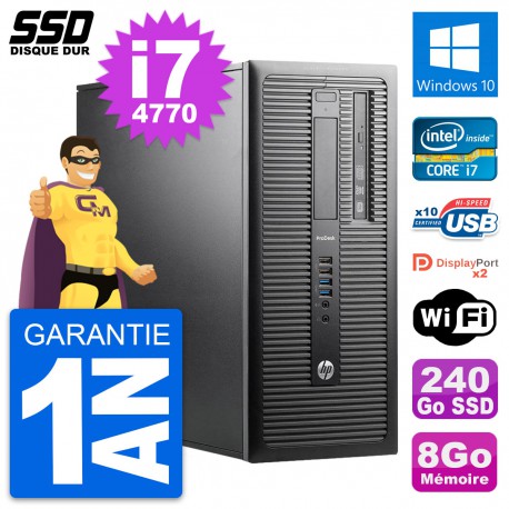 PC Tour HP ProDesk 600 G1 Intel Core i7-4770 RAM 8Go SSD 240Go Windows 10 Wifi