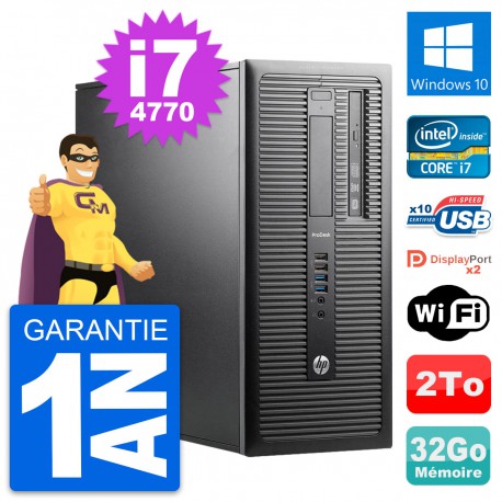PC Tour HP ProDesk 600 G1 Intel i7-4770 RAM 32Go Disque Dur 2To Windows 10 Wifi