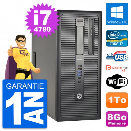 PC Tour HP ProDesk 600 G1 Intel i7-4790 RAM 8Go Disque Dur 1To Windows 10 Wifi