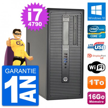 PC Tour HP ProDesk 600 G1 Intel i7-4790 RAM 16Go Disque Dur 1To Windows 10 Wifi