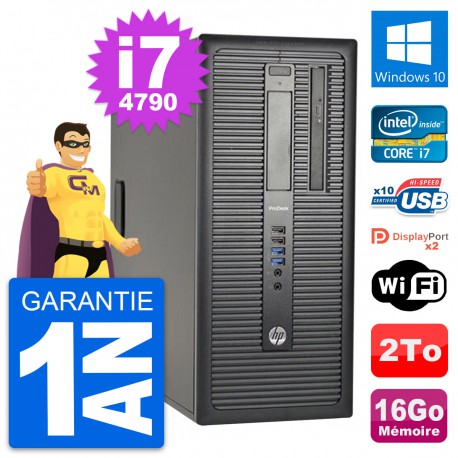 PC Tour HP ProDesk 600 G1 Intel i7-4790 RAM 16Go Disque Dur 2To Windows 10 Wifi