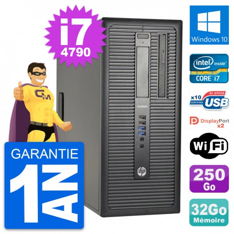 PC Tour HP ProDesk 600 G1 Intel i7-4790 RAM 32Go Disque 250Go Windows 10 Wifi