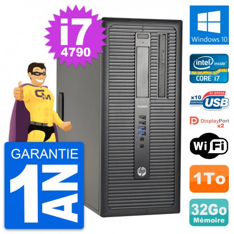 PC Tour HP ProDesk 600 G1 Intel i7-4790 RAM 32Go Disque Dur 1To Windows 10 Wifi