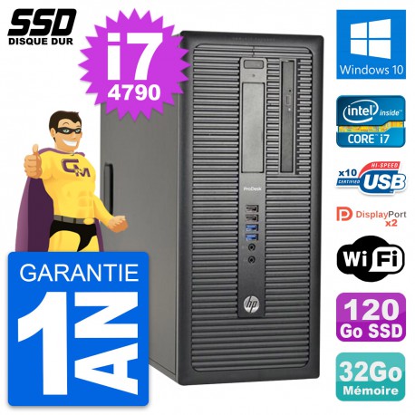 PC Tour HP ProDesk 600 G1 Intel Core i7-4790 RAM 32Go SSD 120Go Windows 10 Wifi