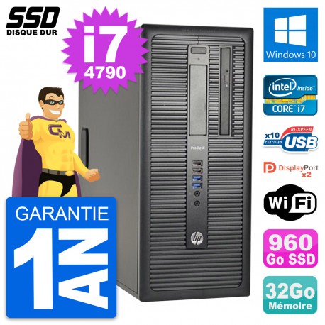PC Tour HP ProDesk 600 G1 Intel Core i7-4790 RAM 32Go SSD 960Go Windows 10 Wifi