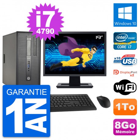 PC Tour HP ProDesk 600 G1 Ecran 19" i7-4790 RAM 8Go Disque 1To Windows 10 Wifi