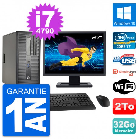 PC Tour HP ProDesk 600 G1 Ecran 27" i7-4790 RAM 32Go Disque 2To Windows 10 Wifi