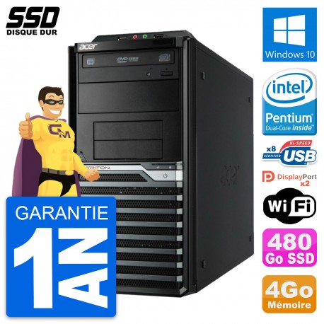 PC Tour Acer Veriton M4630G Intel G3220 RAM 4Go SSD 480Go Windows 10 Wifi