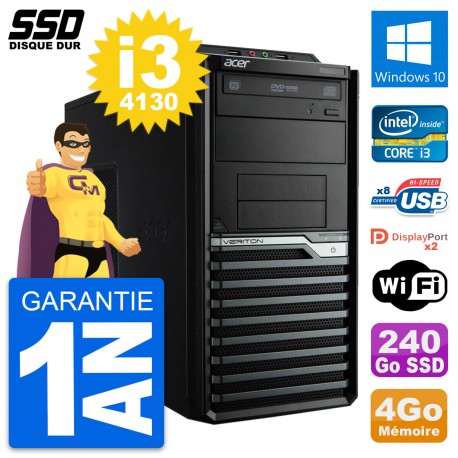 PC Tour Acer Veriton M4630G Intel i3-4130 RAM 4Go SSD 240Go Windows 10 Wifi