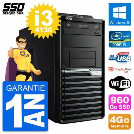 PC Tour Acer Veriton M4630G Intel i3-4130 RAM 4Go SSD 960Go Windows 10 Wifi