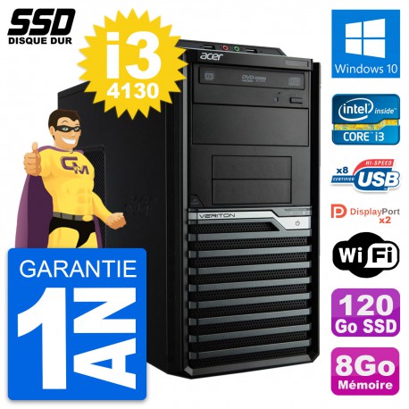 PC Tour Acer Veriton M4630G Intel i3-4130 RAM 8Go SSD 120Go Windows 10 Wifi