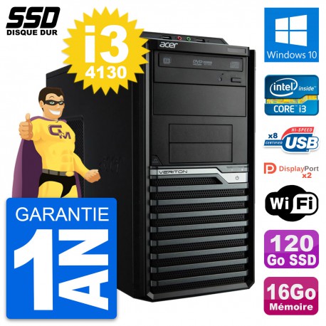 PC Tour Acer Veriton M4630G Intel i3-4130 RAM 16Go SSD 120Go Windows 10 Wifi