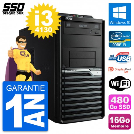 PC Tour Acer Veriton M4630G Intel i3-4130 RAM 16Go SSD 480Go Windows 10 Wifi