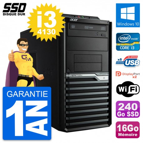 PC Tour Acer Veriton M4630G Intel i3-4130 RAM 16Go SSD 240Go Windows 10 Wifi