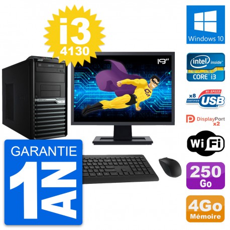 PC Tour Acer M4630G Ecran 19" Intel i3-4130 RAM 4Go Disque 250Go Windows 10 Wifi