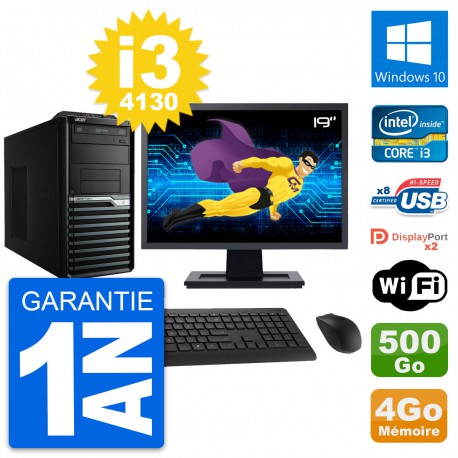 PC Tour Acer M4630G Ecran 19" Intel i3-4130 RAM 4Go Disque 500Go Windows 10 Wifi