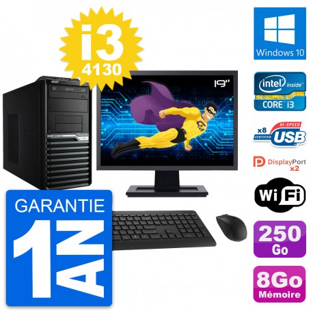 PC Tour Acer M4630G Ecran 19" Intel i3-4130 RAM 8Go Disque 250Go Windows 10 Wifi