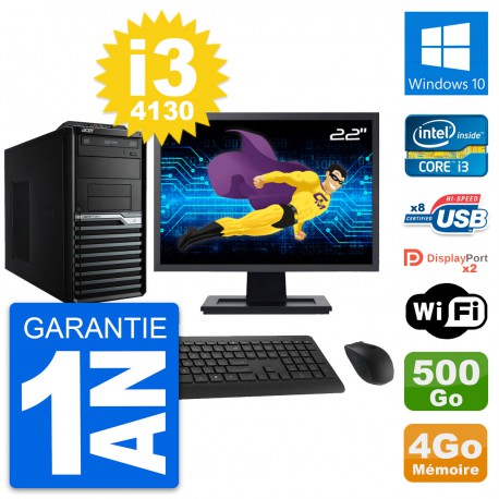 PC Tour Acer M4630G Ecran 22" Intel i3-4130 RAM 4Go Disque 500Go Windows 10 Wifi