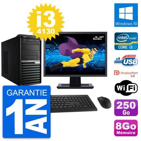 PC Tour Acer M4630G Ecran 22" Intel i3-4130 RAM 8Go Disque 250Go Windows 10 Wifi
