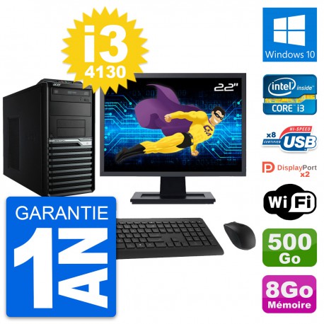 PC Tour Acer M4630G Ecran 22" Intel i3-4130 RAM 8Go Disque 500Go Windows 10 Wifi
