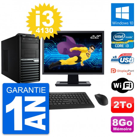 PC Tour Acer M4630G Ecran 22" Intel i3-4130 RAM 8Go Disque 2To Windows 10 Wifi