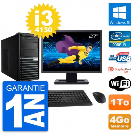 PC Tour Acer M4630G Ecran 27" Intel i3-4130 RAM 4Go Disque 1To Windows 10 Wifi