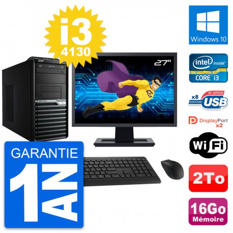 PC Tour Acer M4630G Ecran 27" Intel i3-4130 RAM 16Go Disque 2To Windows 10 Wifi