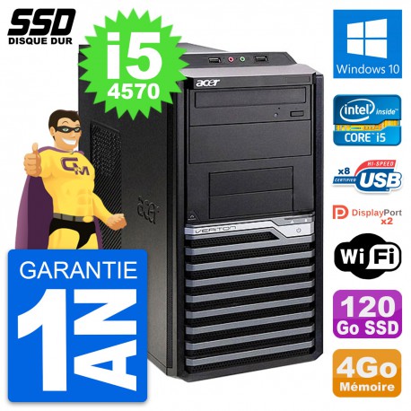PC Tour Acer Veriton M4630G Intel i5-4570 RAM 4Go SSD 120Go Windows 10 Wifi