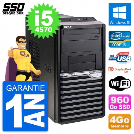 PC Tour Acer Veriton M4630G Intel i5-4570 RAM 4Go SSD 960Go Windows 10 Wifi