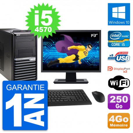 PC Tour Acer M4630G Ecran 19" Intel i5-4570 RAM 4Go Disque 250Go Windows 10 Wifi