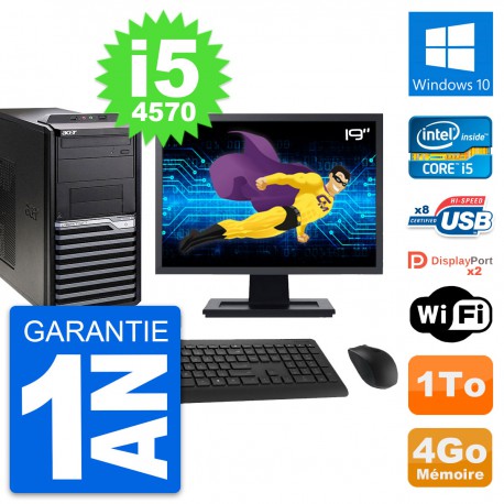PC Tour Acer M4630G Ecran 19" Intel i5-4570 RAM 4Go Disque 1To Windows 10 Wifi