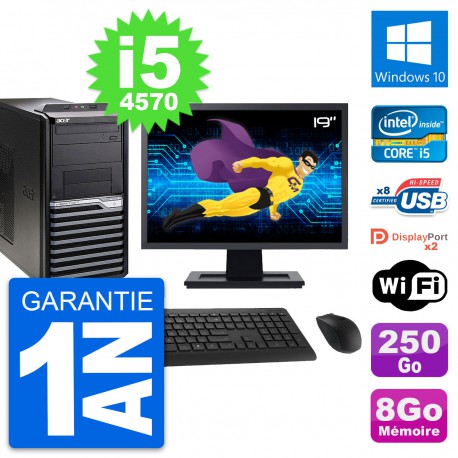 PC Tour Acer M4630G Ecran 19" Intel i5-4570 RAM 8Go Disque 250Go Windows 10 Wifi