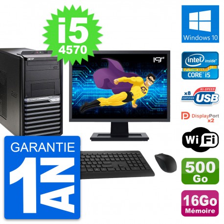 PC Tour Acer M4630G Ecran 19" Core i5-4570 RAM 16Go Disque 500Go Windows 10 Wifi