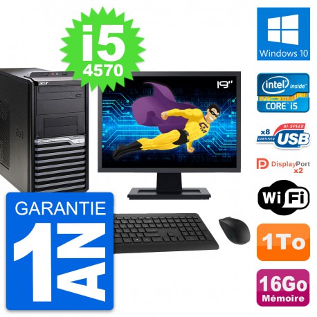 PC Tour Acer M4630G Ecran 19" Intel i5-4570 RAM 16Go Disque 1To Windows 10 Wifi
