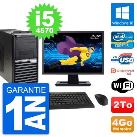 PC Tour Acer M4630G Ecran 22" Intel i5-4570 RAM 4Go Disque 2To Windows 10 Wifi