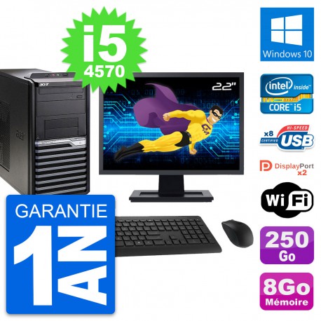 PC Tour Acer M4630G Ecran 22" Intel i5-4570 RAM 8Go Disque 250Go Windows 10 Wifi