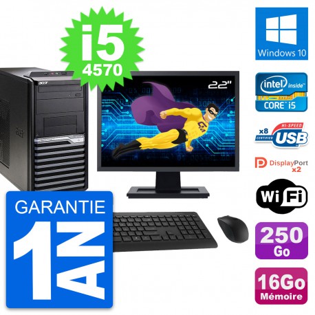 PC Tour Acer M4630G Ecran 22" Core i5-4570 RAM 16Go Disque 250Go Windows 10 Wifi