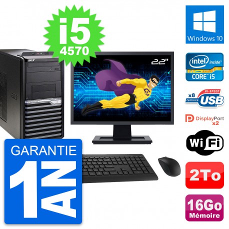 PC Tour Acer M4630G Ecran 22" Intel i5-4570 RAM 16Go Disque 2To Windows 10 Wifi