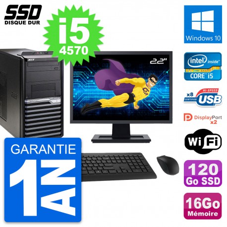 PC Tour Acer M4630G Ecran 22" Intel i5-4570 RAM 16Go SSD 120Go Windows 10 Wifi