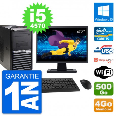 PC Tour Acer M4630G Ecran 27" Intel i5-4570 RAM 4Go Disque 500Go Windows 10 Wifi