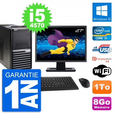 PC Tour Acer M4630G Ecran 27" Intel i5-4570 RAM 8Go Disque 1To Windows 10 Wifi