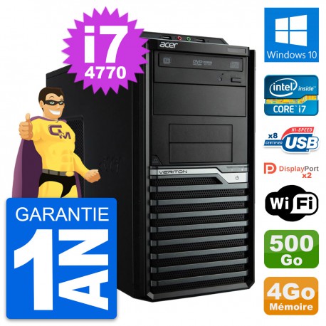 PC Tour Acer Veriton M4630G Intel i7-4770 RAM 4Go Disque 500Go Windows 10 Wifi