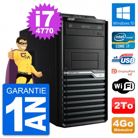 PC Tour Acer Veriton M4630G Intel i7-4770 RAM 4Go Disque Dur 2To Windows 10 Wifi