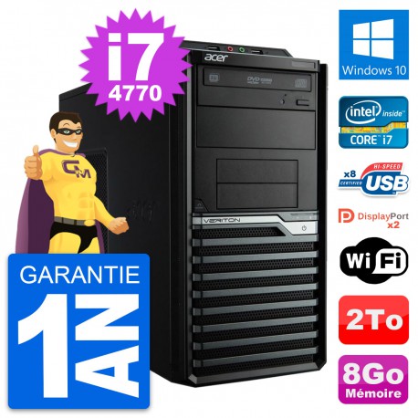PC Tour Acer Veriton M4630G Intel i7-4770 RAM 8Go Disque Dur 2To Windows 10 Wifi