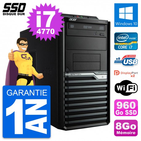 PC Tour Acer Veriton M4630G Intel i7-4770 RAM 8Go SSD 960Go Windows 10 Wifi