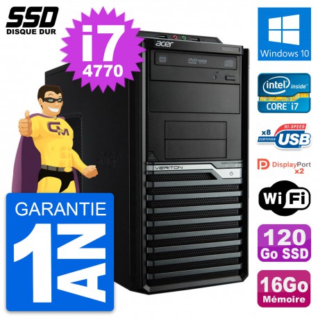 PC Tour Acer Veriton M4630G Intel i7-4770 RAM 16Go SSD 120Go Windows 10 Wifi