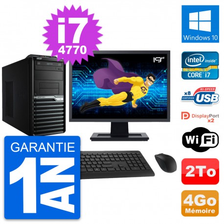 PC Tour Acer M4630G Ecran 19" Intel i7-4770 RAM 4Go Disque 2To Windows 10 Wifi