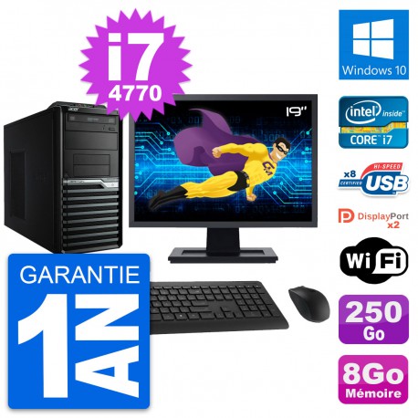 PC Tour Acer M4630G Ecran 19" Intel i7-4770 RAM 8Go Disque 250Go Windows 10 Wifi